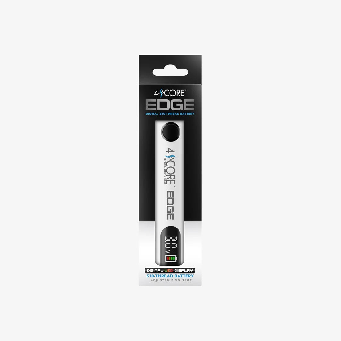 4SCORE | Edge 510 Thread Cart Vape Battery 400 maH Adjustable Voltage | White