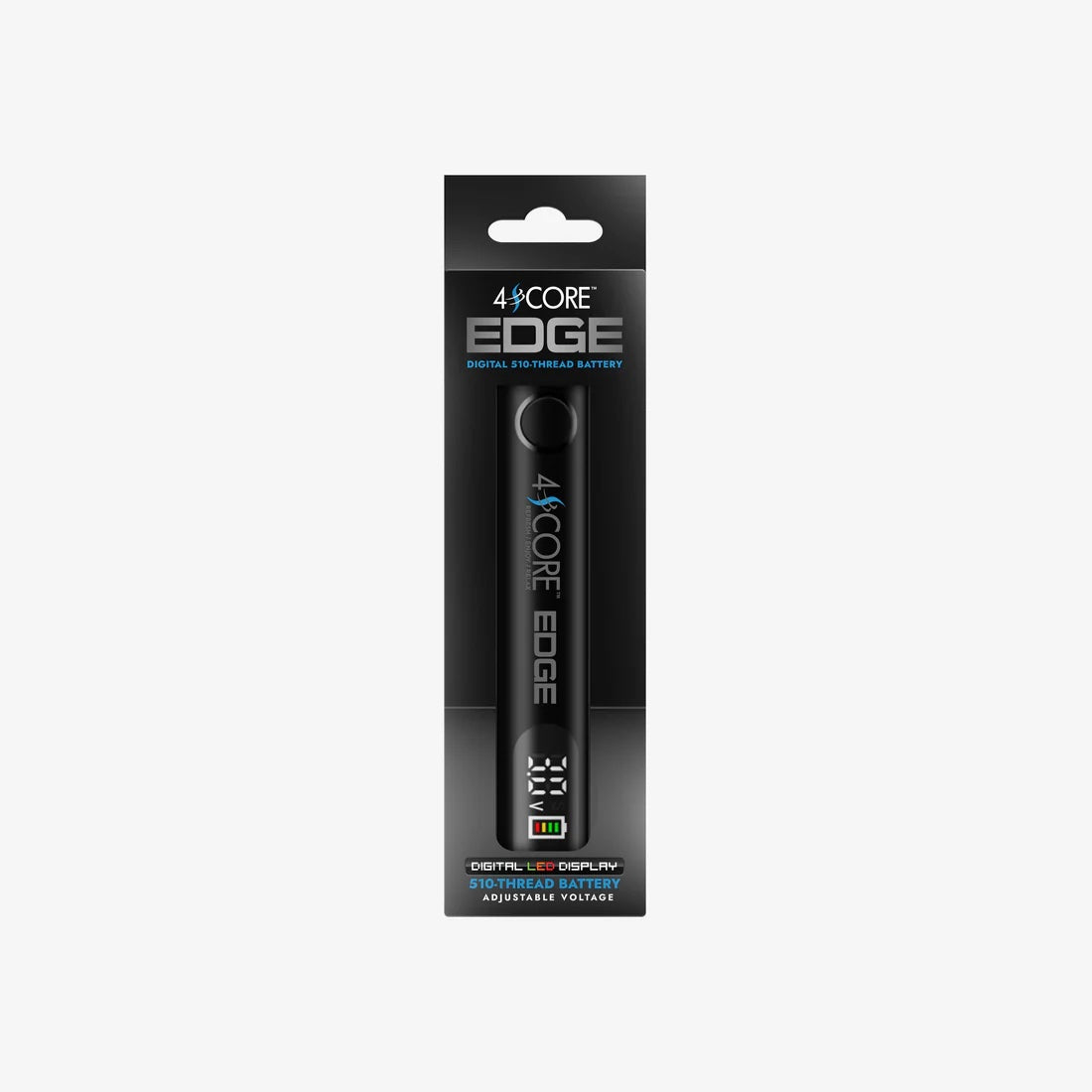 4SCORE | Edge 510 Thread Cart Vape Battery 400maH Adjustable Voltage | Black