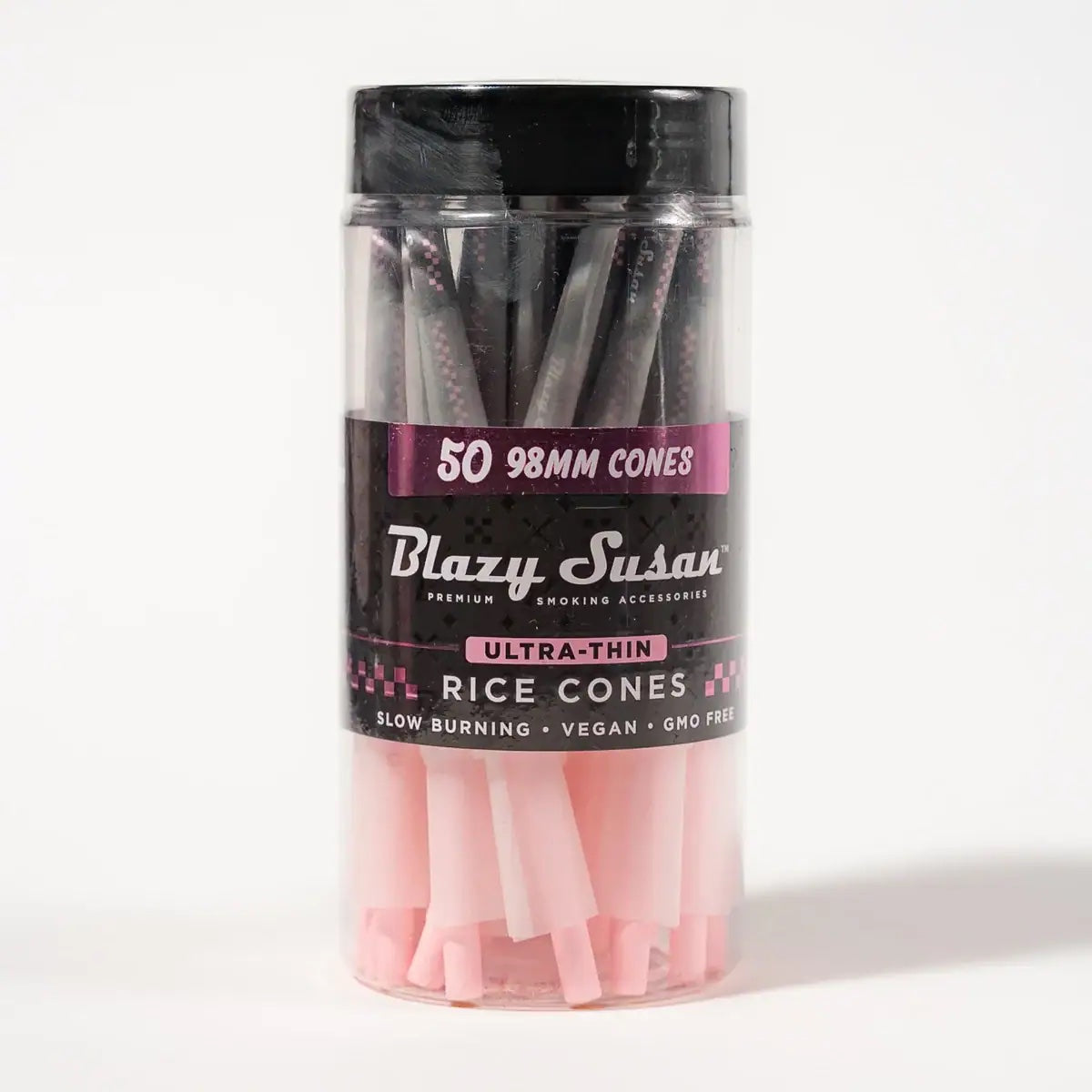 Blazy Susan | Ultra Thin Rice Paper Cones 98 Size | Jar of 50