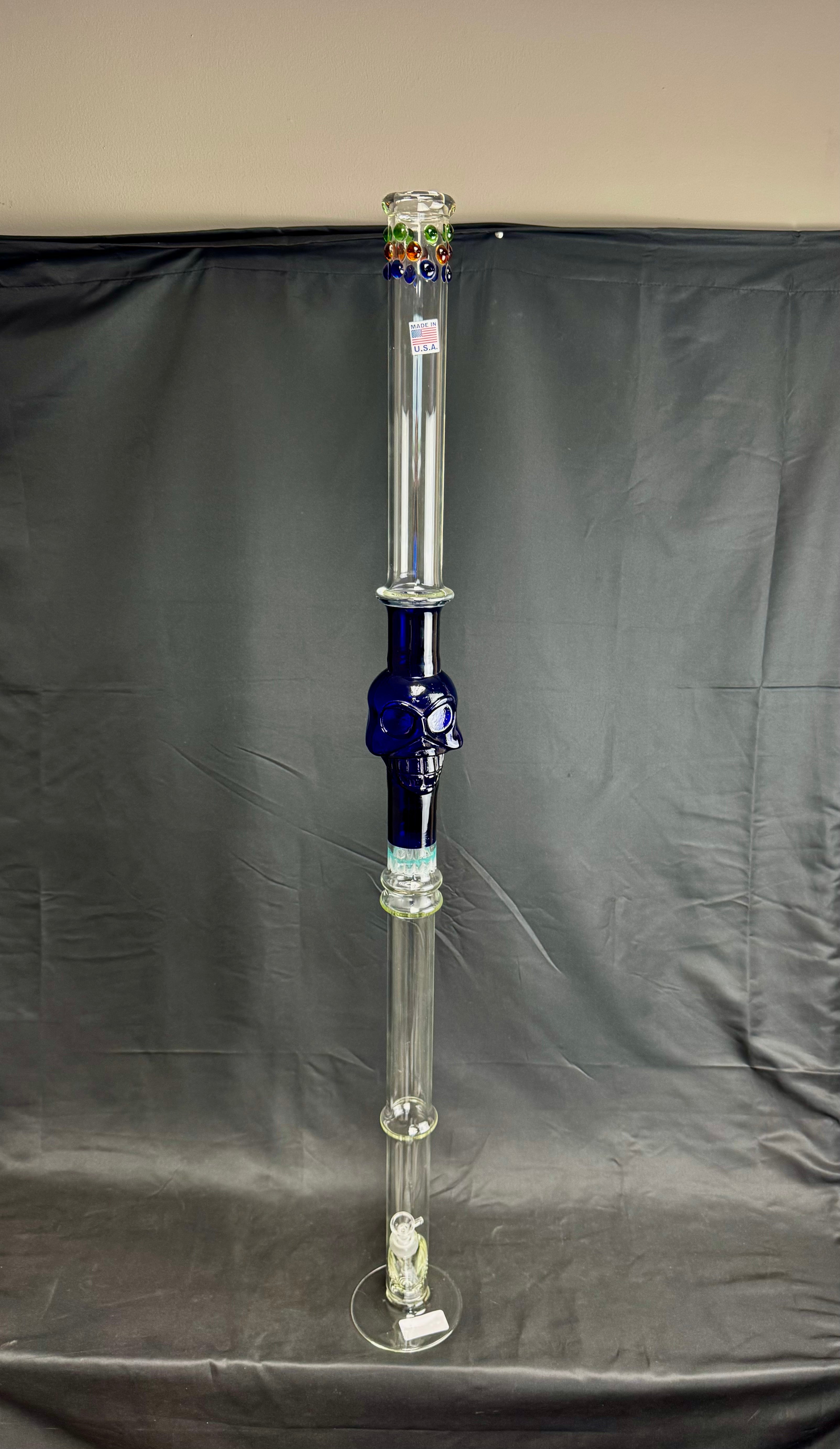 Four Foot Straight Tube & Skull Glass Water Pipe ( Made in USA ) 2200g