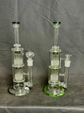 13" Double Perc Skinny Neck Water Pipe 832g
