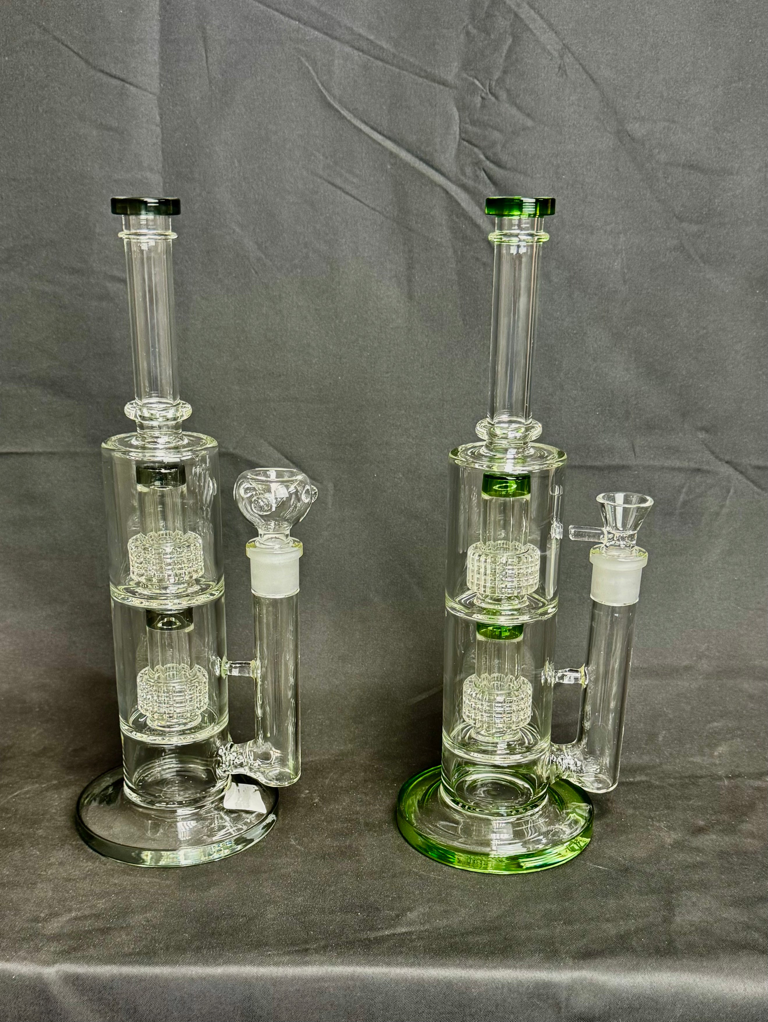 13" Double Perc Skinny Neck Water Pipe 832g