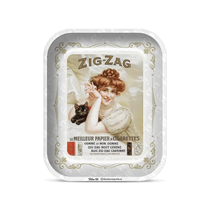 ZIG ZAG | Large Vintage White Rolling Tray