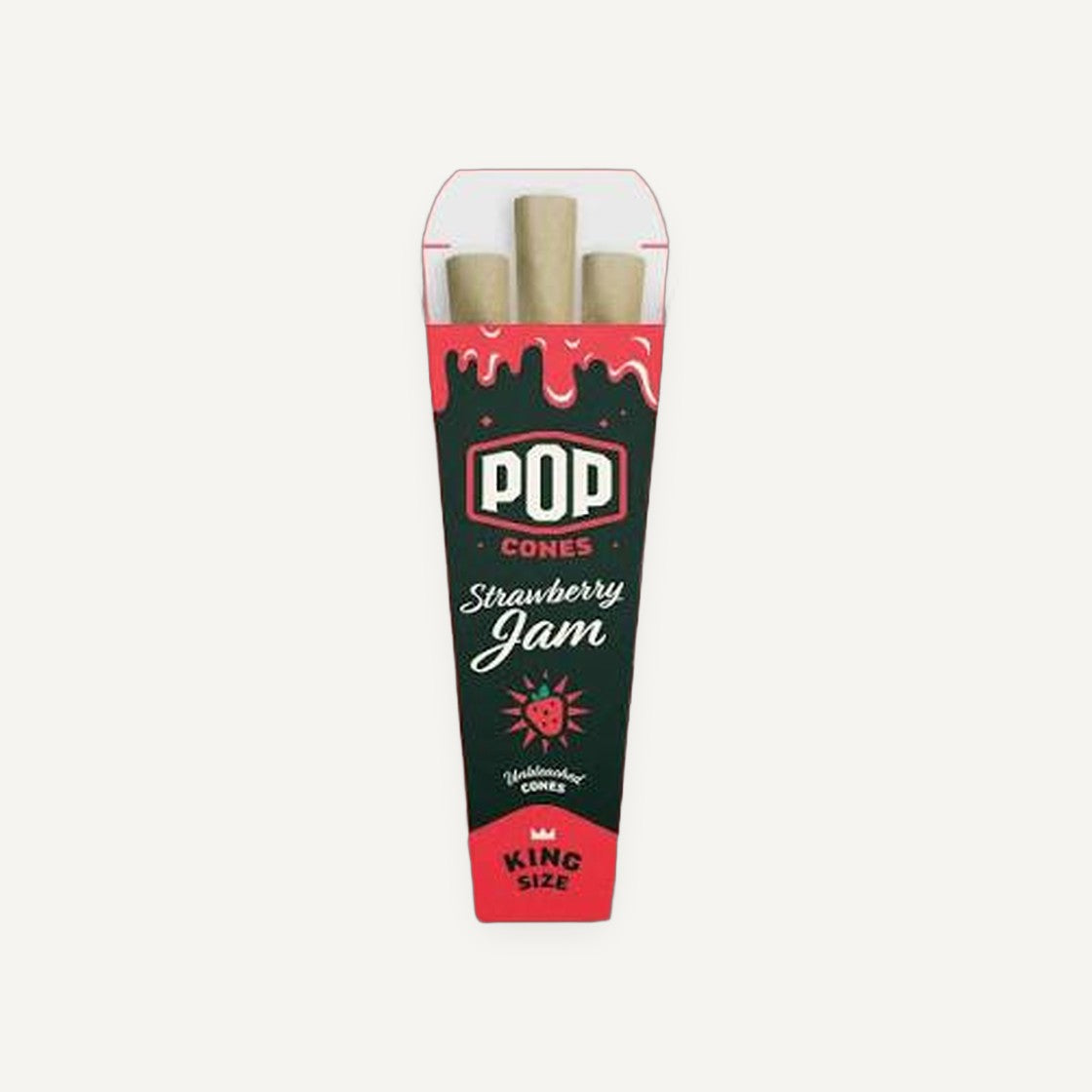 Pop Cones Unbleached | 1 1/4 Size | 6 Pack | Strawberry Jam