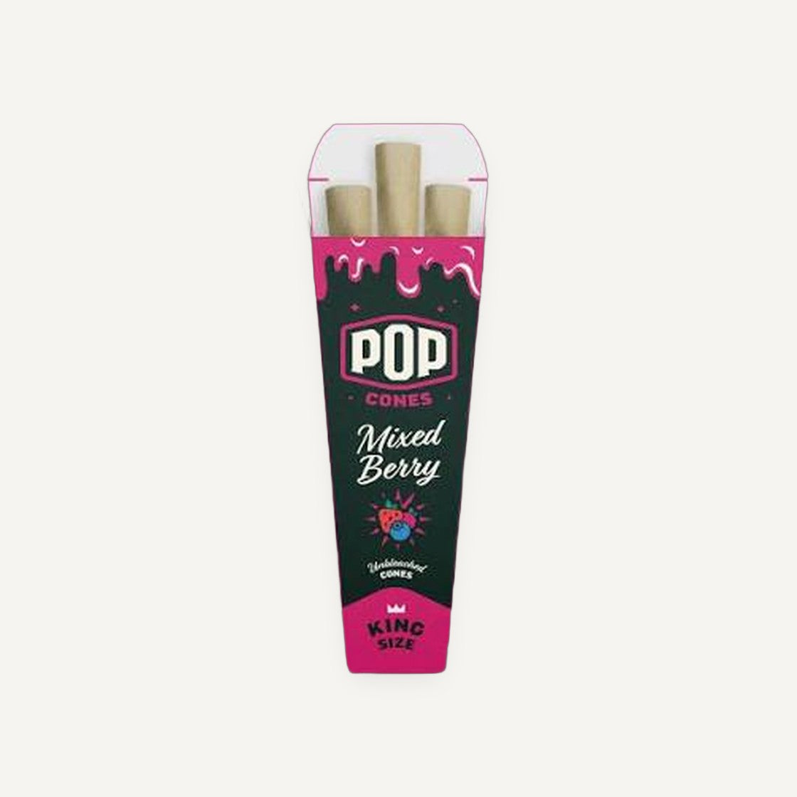 Pop Cones Unbleached | King Size | 3 Pack | Mixed Berry